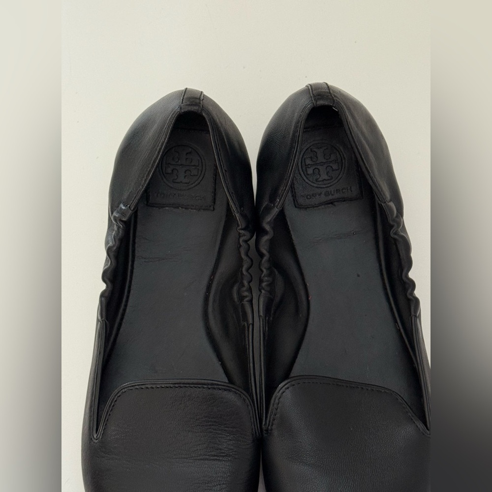 Tory Burch Charlee Women's 100%Calf Leather Ballet Flats Gold Toe Black US 9 - Picture 4 of 9